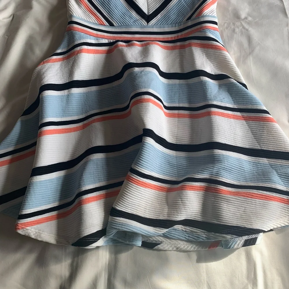 White Striped A Line Dress - Picture 8 of 10